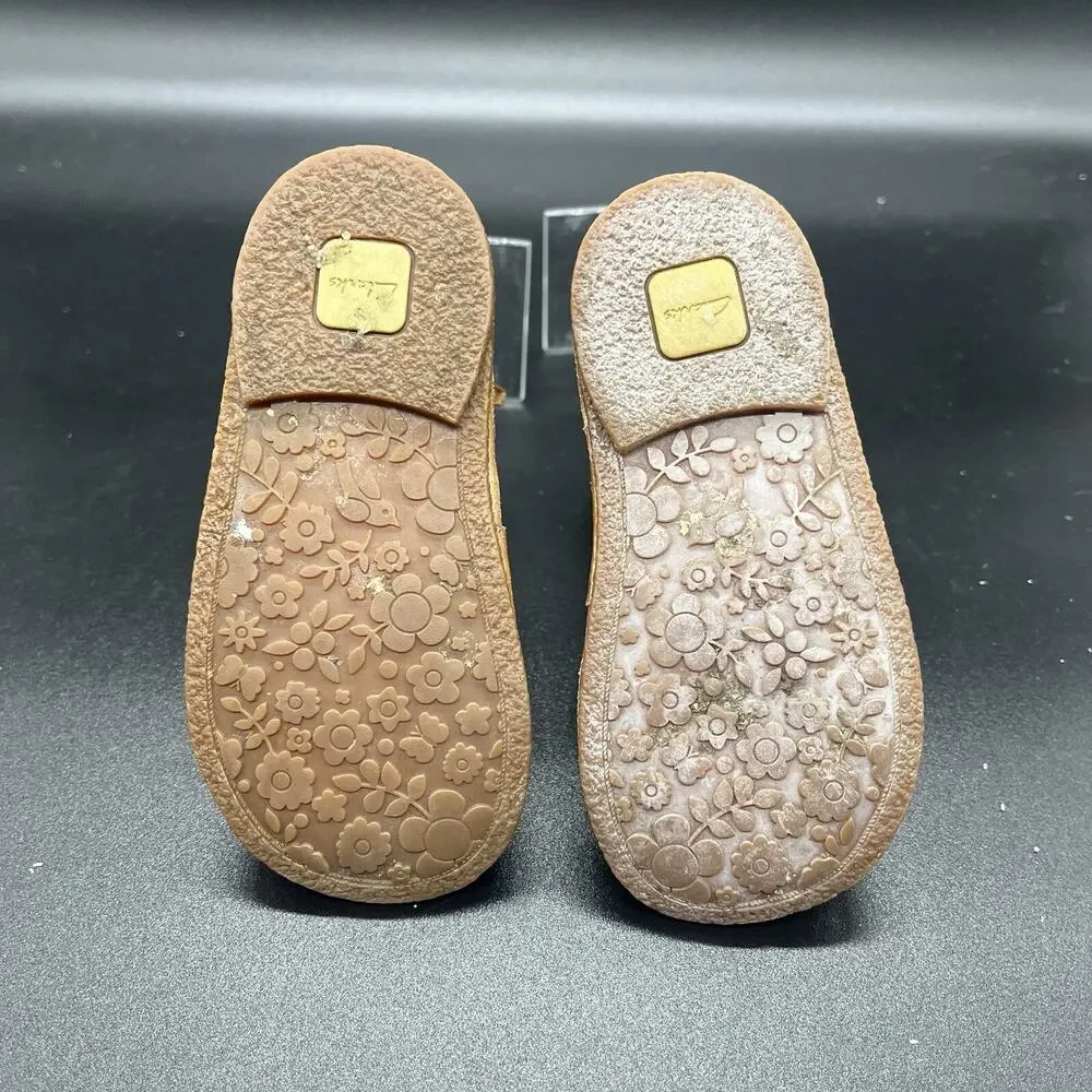 Clarks brown leather toddler boots size 5 embroidered floral